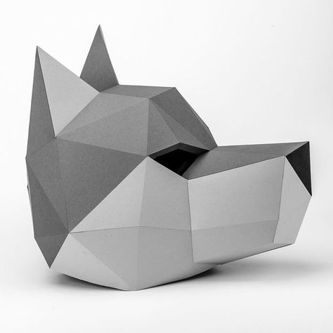 Wolf Mask | Paper Mask | Papercraft 3D DIY kit Paper Mask Diy, Paper Sculpture Diy, Mask Papercraft, Paper Mask Template, Sculpture Diy, Paper Masks, Mask Paper, Wolf Mask, Paper Mask