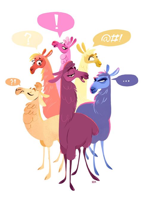 Llama Drawing, Sika Deer, Llama Drama, Speech Bubbles, Book Illustration Art, Waterproof Wall, Wall Decor For Living Room, Decor For Living Room, Character Design References