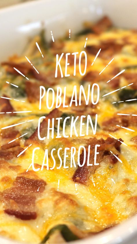 KETO Poblano Chicken Casserole Poblano Casserole, Chicken Poblano, Poblano Chicken, Low Carb Casseroles, Stuffed Poblano Peppers, Keto Chicken, Chicken Casserole, Pumpkin Bread, Stuffed Jalapeno Peppers