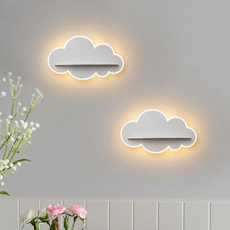 LED Cloud Wall Shelf – wickedafstore Led Cloud Wall, Cloud Bedroom, Cloud Mirror, Cloud Wall, Cute Bedroom Decor, Cloud Shapes, Room Makeover Inspiration, Led Wall Lamp, Cute Room Decor