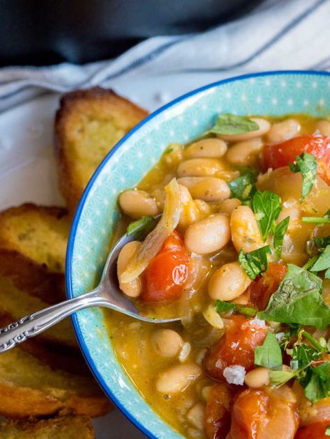 Roasted Tomatoes And White Bean Stew, Hearty Roasted Tomato And White Bean Stew 12 Tomatoes, Roasted Tomato And White Bean Stew, Veggie Stew, White Bean Stew, Best Soups, New York Times Cooking, 12 Tomatoes Recipes, Winter Meals