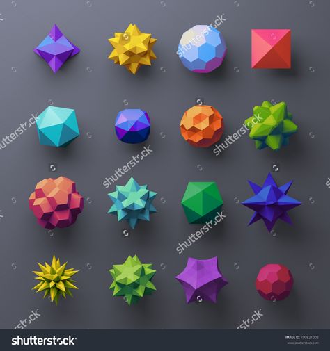 3d mixed geometrical complex faceted shapes, colorful objects Colorful Objects, Origami Diamond, Heart Diy, 3d Shapes, Tropical Fruits, Vector Graphics, Image Illustration, Geometric Shapes, Art Inspo