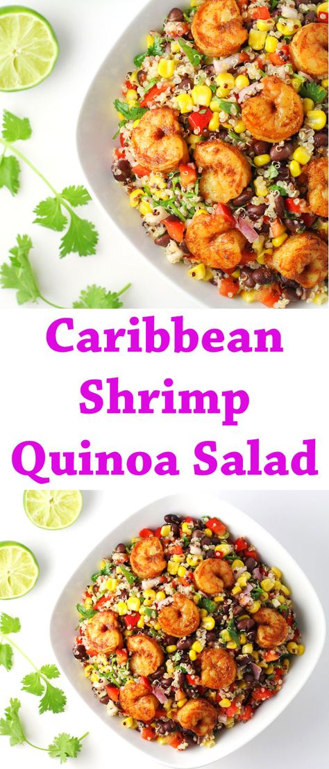 Quinoa Salad With Shrimp Healthy, Quinoa Shrimp Bowl Recipes, Prawn Quinoa Salad, Healthy Shrimp Ideas, Shrimp Power Bowl Recipe, Fish And Quinoa Recipes, Healthy Dinner Recipes For Two Eating Clean, Quinoa Shrimp Bowl, Shrimp And Quinoa Recipes