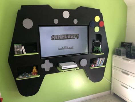 Xbox Room Ideas Boy Bedrooms, Gamer Boy Bedroom Ideas, Video Game Bedroom Ideas Boys, Gamer Boy Room Ideas, Boy Gamer Room, Gamer Room Ideas Boy Bedrooms, Gamer Bedroom Ideas, Video Game Bedroom, Boys Game Room