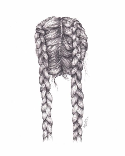 Hair Art Drawing, Braids Illustration, Drawing Hair Braid, Braids Drawing, How To Draw Braids, Instagram Hairstyles, Makeup Hacks Beauty Secrets, Drawing Hair, Hair Sketch