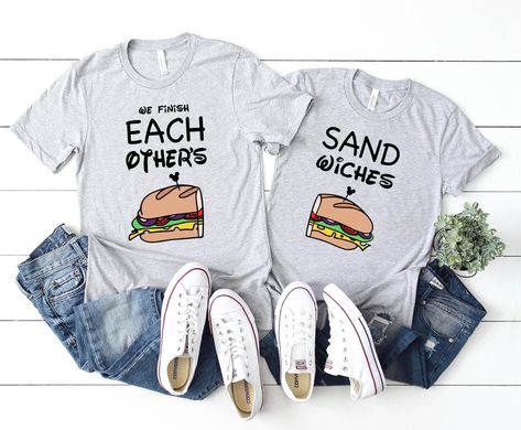 "We Finish Each Other's Sandwiches, Frozen Shirts, Disney Couple Shirts, Hans Anna Tees, Disney Couples, Disney Matching, Frozen Disney Shirt Thank you for looking at this listing and shopping with us, please email us with any questions or concerns but please read full listing details prior ♥ ♥This shirt is DTG printed on Bella Canvas UNISEX 3001♥ ♥Super soft and super durable♥ ♥Each item is handmade & made-to-order with love♥ TO CARE FOR YOUR SHIRT 1. Wash Inside Out in Cold Water 2. Hang Dry O Disney Couple Outfits, Disney Honeymoon Shirts, Couples Disney Shirts, Cute Disney Shirts, Couples Disney, Frozen Shirts, Disney Honeymoon, Disney Best Friends, Disney Couple