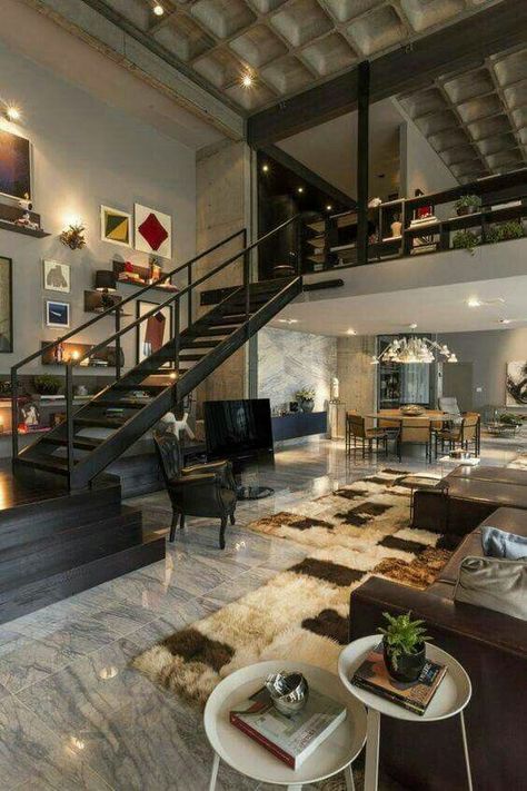 Industrial Style Living Room, Loft House Design, Interior Design Per La Casa, Loft Furniture, Loft Interior Design, Loft Stil, Interior Vintage, Decor Studio, Loft Interiors