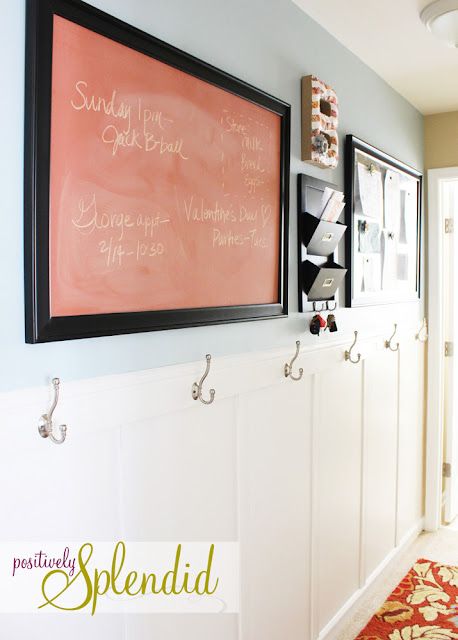 Decorate A Hallway, Board And Batten Hallway, Hallway Organization, Family Command Center, Command Center, Utility Rooms, Board And Batten, Magnetic Board, Hallway Decorating