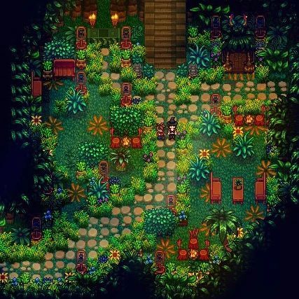 Stardew Valley Bus Stop Design, Stardew Valley Ginger Island Farm, Ginger Island Farm Layout, Stardew Decor, Stardew Valley Decoration Ideas, Stardew House, Farm Layouts, Cottagecore Pictures, Stardew Farm