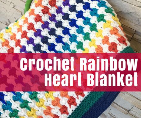 Crochet Rainbow Heart Blanket FB Patterns For Crochet Blankets, Heart Blanket, Crochet Rainbow, Patterns For Crochet, Cuddling On The Couch, Crochet Blanket Pattern, Crochet Collection, Granny Squares Pattern, Afghan Blanket