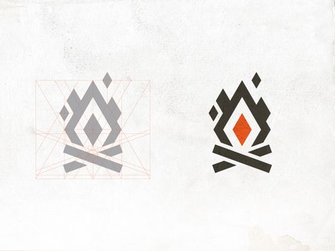 Fire Geometric Logo, Campfire Logo Design, Fireplace Tattoo, Fire Logo Design Ideas, Campfire Logo, Fire Logo Design, Campfire Design, Logo Design Color, Fire Icon