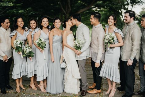 Barong Wedding, Zen Wedding, Tagaytay Wedding, Brazilian Wedding, Filipiniana Wedding, Philippine Wedding, Filipino Wedding, Teal Bridesmaid, Wedding Philippines