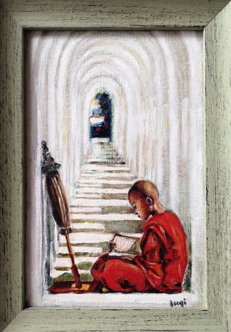 Monks Drawing, Monk Drawing, Buddhist Calligraphy, Monk Painting, Everyday Painting, Canvas Art Painting Acrylic, Myanmar Art, Buddha Art Drawing, Spiritual Paintings