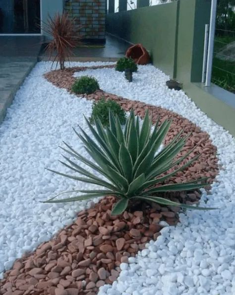 ▷ Más de 20 fotos de JARDINES CON PIEDRAS 🎍【 IDEAS para DECORAR JARDINES】 Ideas Para Decorar Jardines, Pebble Landscaping, Small Flower Gardens, Pebble Garden, Side Yard Landscaping, Drought Tolerant Garden, Small Front Yard Landscaping, Tiered Garden, Garden Idea