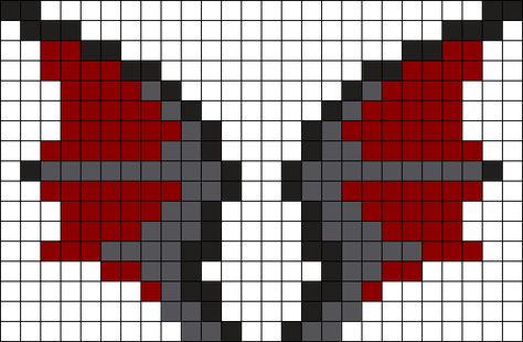 Bat Perler Bead Pattern, Perler Bead Patterns Emo, Perler Bead Bat, Bat Wings Pattern, Bat Perler, Bat Pixel Art, Emo Pixel Art, Rave Perler Pattern, Shoe Wings