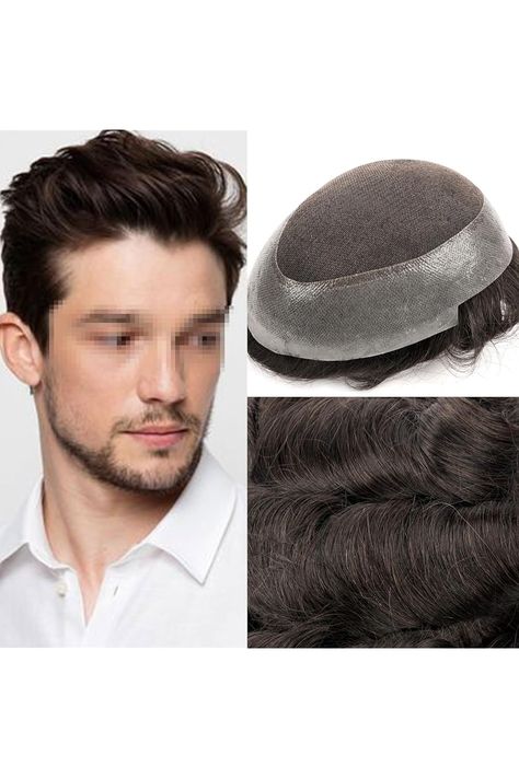 Mens Toupee Swiss Lace Hairpieces European Human Hair Replacement System Natural Hairline Toupee for Men Lace Center with PU Men Hair System. (#1 Jet Black, 8&#34;X10&#34;) Mens Toupee, Hair Replacement Systems, Men Hair, Hair System, Hair Replacement, Swiss Lace, Hairstyles Ideas, Half Up, Jet Black