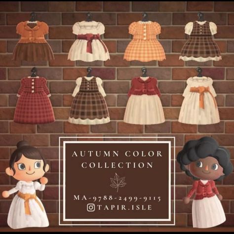 Villagers Acnh, Acnh Autumn, Acnh Halloween, Animal Crossing Custom Designs, Acnh Outfits, Autumn Core, New Dress Collection, Farm Dress, Pumpkin Dress