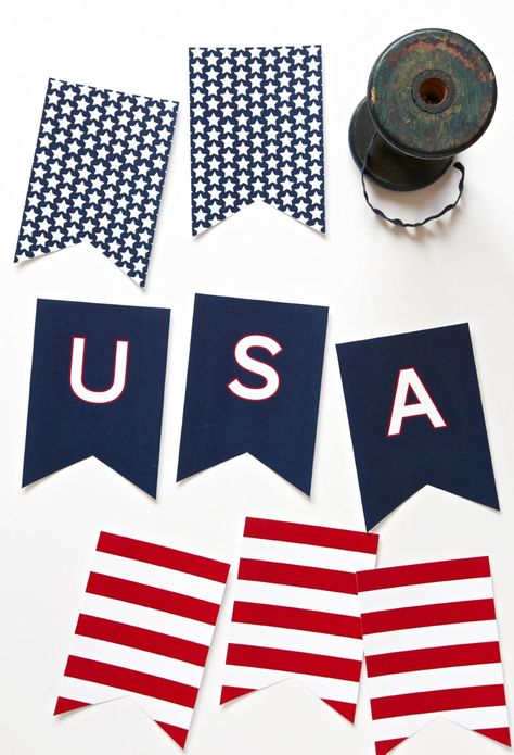 Patriotic Banner, Usa Party, Nautical Prints, Free Printable Banner, Fourth Of July Decor, Party Deco, Patriotic Crafts, The American Flag, 4th Of July Celebration