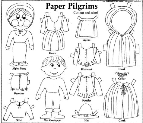 PAPER PILGRIMS  Alpha Betty and Gus Goodsport The Mini-Page for children that ran in many newspapers across the Country. November 18, 1988. Printable Thanksgiving Crafts, Free Thanksgiving Coloring Pages, Thanksgiving Templates, Thanksgiving Worksheets, Daisy Patches, Free Thanksgiving Printables, Thanksgiving Paper, Coloring Contest, K Crafts