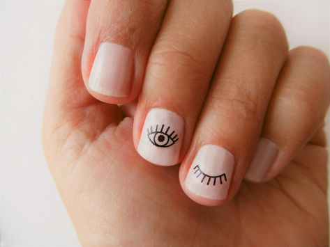 Nail Art Blanc, Unique Manicure, Nail Paints, Evil Eye Nails, Long Nail Art, Nail Water Decals, Eye Nail Art, Water Nails, Vibrant Nails