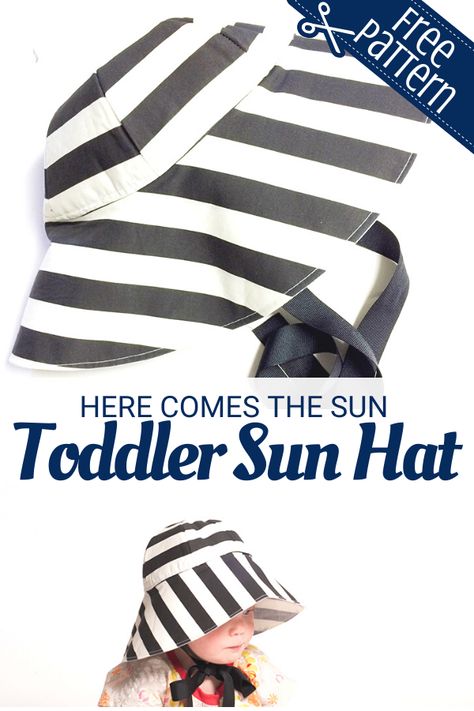 Here Comes The Sun Toddler Hat | Free Pattern – Sewing With Scraps Sun Hat Sewing Pattern, Sewing With Scraps, Toddler Hat Pattern, Sunhat Pattern, Sun Hat Pattern, Hat Sewing Pattern, Hat Sewing, Toddler Sun Hat, Hat Patterns Free