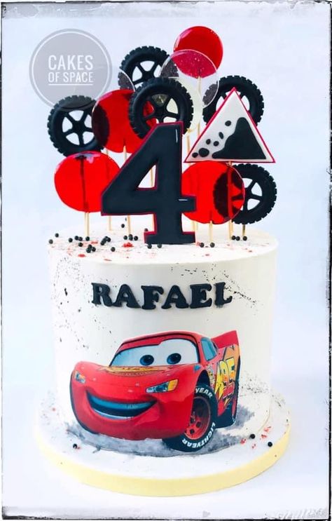 Red Car Birthday Cake, Red And Black Birthday Cake, Mc Queen Car Cake, Mc Queen Cake Design, Birthday Cake Cars Mcqueen, Cars Cake Design Mc Queen, Blaze Birthday Cake Monster Trucks, Black Birthday Cake, Cars Chocolate Birthday Cake