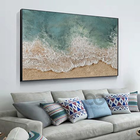 Beach Canvas Painting, Sea Acrylic Painting, Canvas Painting Wall Decor, 3d Art Painting, Beach Canvas Paintings, Abstract Art Projects, Abstract Painting Techniques, Abstract Ocean, Diy Abstract Canvas Art