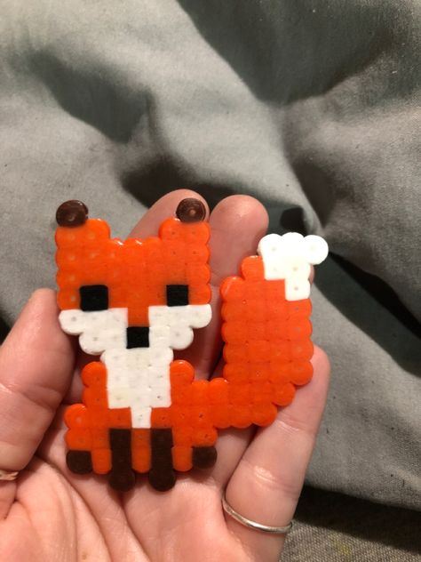 Peeler Bead Animals, Animal Hama Beads, Fox Perler Beads, Fox Perler Bead Pattern, Perler Beads Animals, Perler Bead Animals, Fuse Bead Patterns Small, Hama Animals, Hamahelmi Ideas