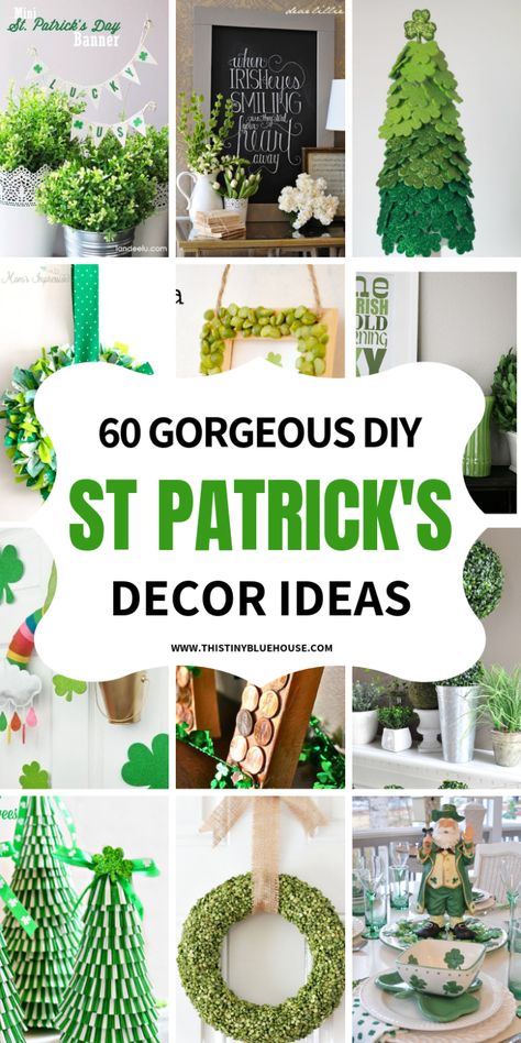 Celebrate St Patrick's day with these gorgeous DIY St Patrick's Day Decor Ideas. Cheap and easy to make these gorgeous projects are guaranteed to make St. Patty's extra special! #stpatricksdaydecor #stpatricksdaydecordollarstore #diystpatricksdaydecor #stpatricksdaydecordiy #farmhousstpatricksdaydecor Diy St Patricks Day Decor, Sant Patrick, St Patricks Crafts, St Patrick's Day Decor, St. Patrick’s Day, St Patricks Day Food, Holiday Deco, St Patrick's Day Decorations, St Patrick's Day Crafts