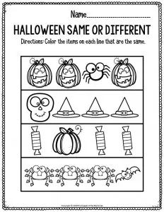 Halloween Math Preschool, Halloween Preschool Worksheets, Halloween Worksheets Preschool, Fall Preschool Worksheets, Halloween Elementary, Skills For Preschoolers, Halloween Theme Preschool, Halloween Worksheet, Seasons Preschool