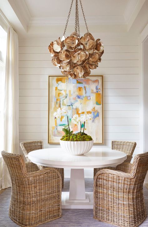 SummerHouse Capiz Shell Chandelier, Shell Chandelier, Florida House, Beach Cottage, Breakfast Nook, Florida Home, Breakfast Room, Casas De Ensueño, Beach Home