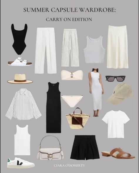 Travel Capsule Wardrobe Summer, Capsule Wardrobe Women, Capsule Wardrobe Outfits, Summer Capsule, Summer Capsule Wardrobe, Capsule Outfits, Wardrobe Outfits, Summer Fashion Outfits, Clothes And Accessories