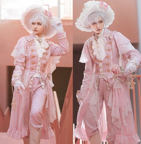 Ouji Fashion Pink, Ouji Style, Ouji Fashion, Knight Outfit, Pink Wardrobe, Glass Castle, Shopping Link, Concept Clothing, Men's Suit