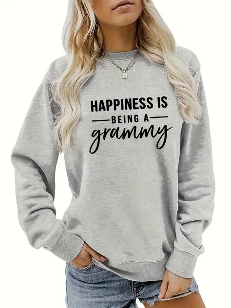 Plus Size Casual Sweatshirt Women's Plus Slogan Print Long - Temu Sweatshirt For Women, Print Pullover, Round Neck, Crew Neck, Plus Size, Sweatshirts, Long Sleeve, Design