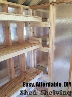 How to build DIY shed shelving easily and affordable. Shed Shelves, Shed Shelving, Diy Storage Shed, Clutter Solutions, Diy Regal, Table Ikea, Shed Organization, Large Sheds, Woodworking Storage