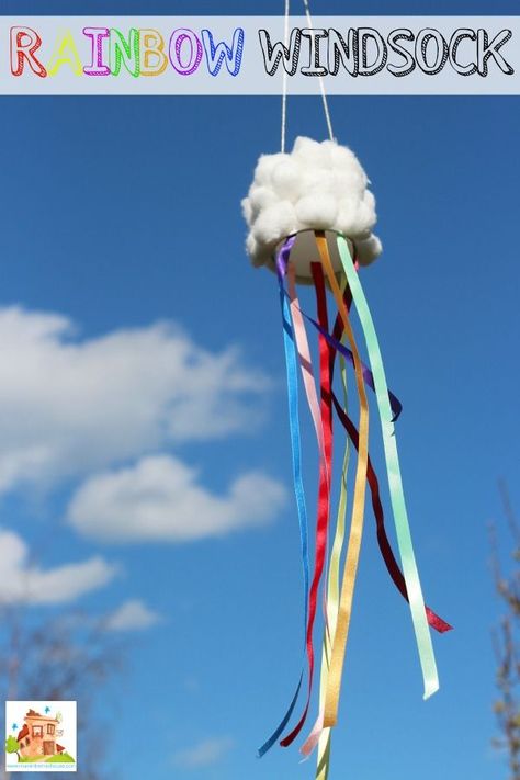 How to make a rainbow windsock with your kids.  This fab rainbow windsock is a brilliant make that is great for learning about the weather and the wind with your children. Rainbow Windsock, Windsock Craft, Summer Crafts For Toddlers, Weather Crafts, Earth Craft, Make A Rainbow, Wind Catcher, Spring Art Projects, March Activities