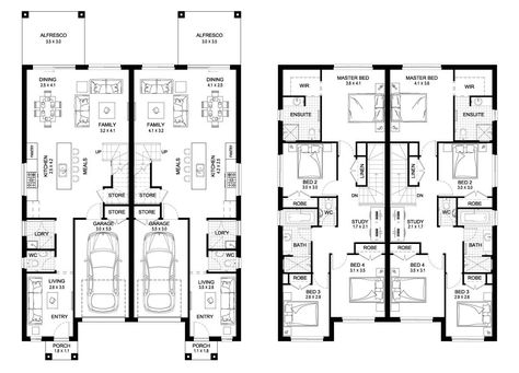 Cluster House, Dual Occupancy, Strive For Excellence, Duplex Floor Plans, Narrow House Plans, Two Story House Design, Duplex Plans, Apartment Floor, Granny Flats