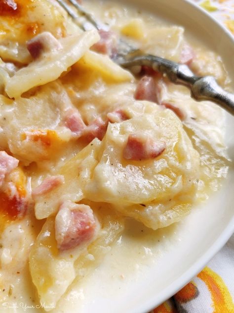 Ham & Cheese Scalloped Potatoes Scalped Potatoes And Ham, Ham And Green Beans, Cheese Scalloped Potatoes, Scalloped Potato Casserole, Scalloped Potatoes Crockpot, Homemade Scalloped Potatoes, Slow Cooker Scalloped Potatoes, Potatoes And Ham, Ham And Potato Casserole