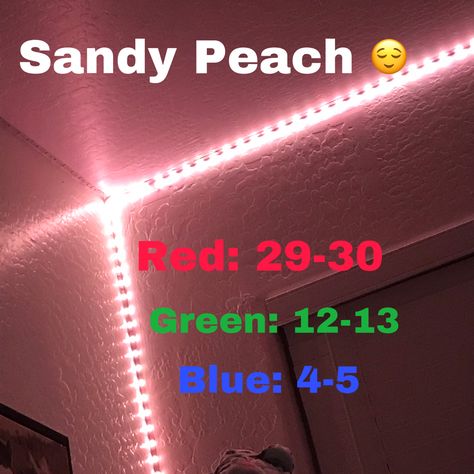 Red: 29-30 | Green: 12-13 | Blue: 4-5.  (This works for any led strip that comes with a remote that has a DIY button. 😌 Led Colours, Led Room Lighting, Led Room, Led Colors, Led Lighting Diy, Free House Design, Led Lighting Bedroom, Lights Ideas, Diy Led