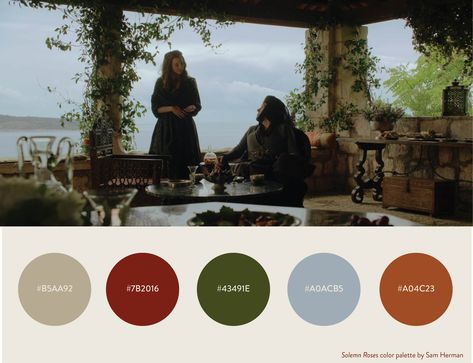 Game Of Thrones Color Palette, Medieval Color Palette, Roses Color Palette, Lady Olenna, Cinematic Shots, Medieval Games, Cinema Colours, Palette Ideas, Game Of Thrones Houses