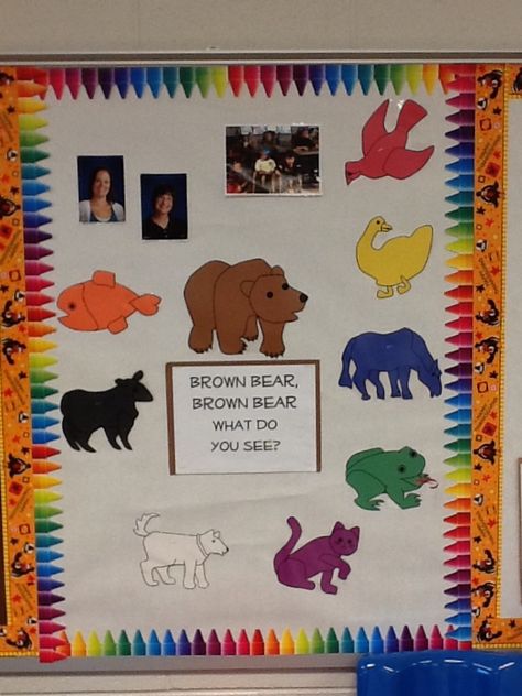 Brown bear bulletin board Teddy Bear Bulletin Board Ideas, Brown Bear Bulletin Board Ideas, Brown Bear Bulletin Board, Brown Bear Door Decoration, Bear Classroom Door, Bear Bulletin Board Ideas, Brown Bear Book, Spring Boards, Activities For Boys