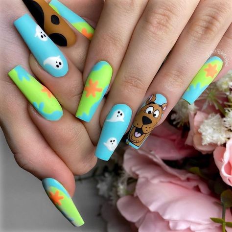 Cartoon Nail Designs, Disney Acrylic Nails, Anime Nails, Colorful Nails, Disney Nails, Halloween Nail, Girls Nails, Pretty Acrylic Nails, Dope Nails