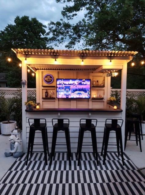 Home Decor: Backyard Bar and Grill Ideas for Your Summer Nights | Outdoor Kitchen ideas A patio bar is an ideal way to entertain in style and the comfort and intimacy of your own home. From tropical cantina to elegant gazebo, and even featuring sleek LED components, the modern outdoor bar is designed to cater to your happy hour aesthetic. Entertainment is a way when people designing their outdoors, patios, terraces, balconies, backyard and porches with bar and grill gazebo Backyard Bar And Grill Ideas, Backyard Bar And Grill, Bbq Gazebo, Outside Grill, Grill Ideas, Paterson Nj, Diy Outdoor Bar, Patio Grill, Grill Gazebo