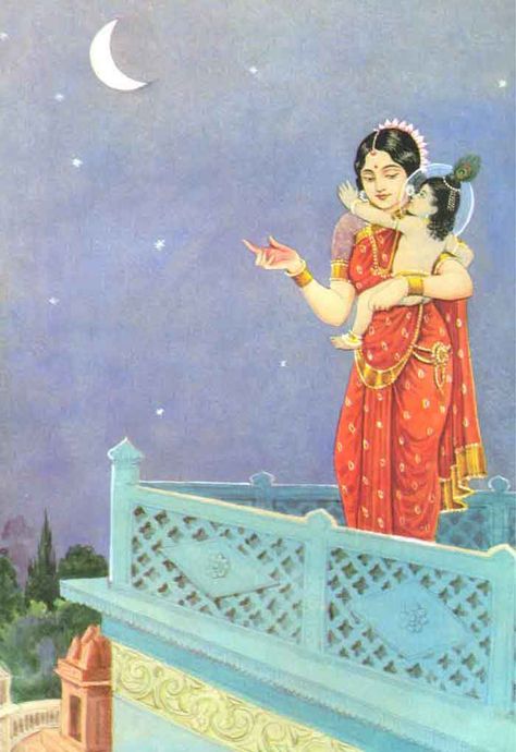 Krishan's mother telling bedtime stories to Krishna. Krishna Avatar, Dancing Drawings, Shree Krishna Wallpapers, Indian Art Gallery, Bal Krishna, Little Krishna, Radha Krishna Wallpaper, Lord Vishnu Wallpapers, Lord Krishna Wallpapers