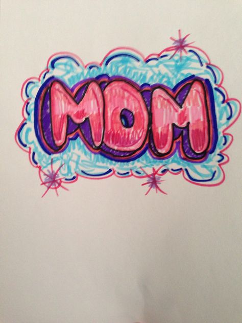 (mom) in graffiti letters Mom Drawing, Diy Spa Day, Graffiti Heart, Mothering Sunday, Mom Cards, Bubble Letters, Graffiti Drawing, Graffiti Styles, Graffiti Lettering