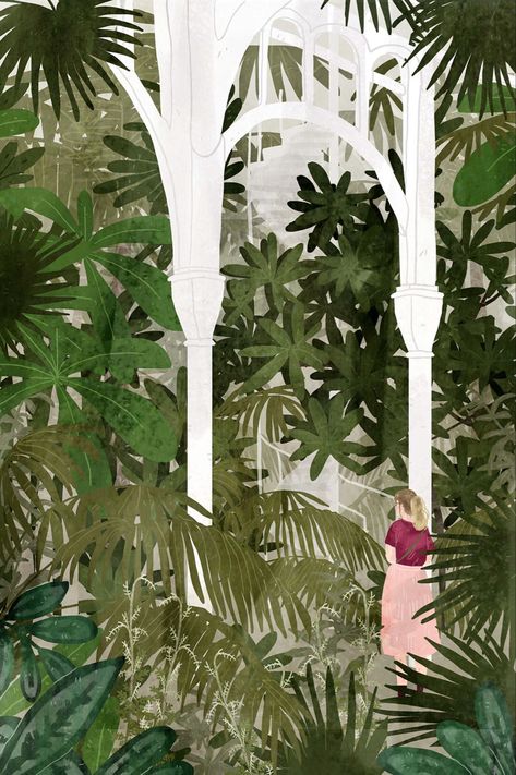 Lara Paulessen on Behance Illustrated Ladies, Garden Illustration, Garden Drawing, Flower Garden Design, Forest Illustration, Landscape Paintings Acrylic, Beautiful Flowers Garden, Pretty Drawings, Plant Drawing