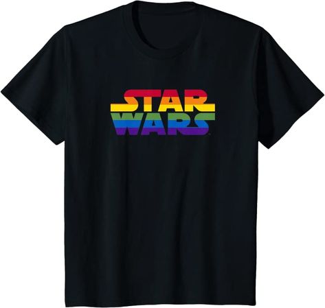 Amazon.com: Star Wars Rainbow Striped Logo T-Shirt : Clothing, Shoes & Jewelry Pride T Shirts, Star Wars Apparel, Star Wars Graphic Tees, Rainbow Logo, Star Wars Outfits, Pride Tees, Star Wars Merchandise, Star Wars Kids, Novelty Clothing