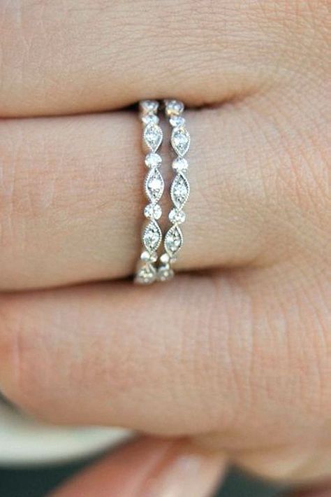 A one-of-a-kind band looks an amazing choice for your wedding. I’m in love with this one for wedding day style. Save this inspiration to your groom’s collection. Wedding Bands For Round Diamond, Eternity Ring Diamond Stack, Wedding Band Styles, Diamond Stacks, Eternity Ring Diamond, Ring Diamond, Anniversary Ring, Precious Moments, Eternity Ring