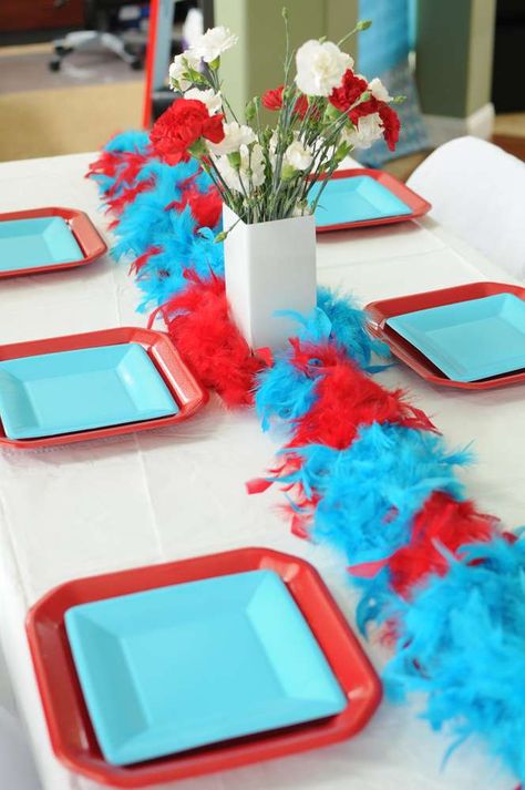 Baby Shower Twins, Doctor Suess Birthday, Dr Seuss Party Ideas, Cat In The Hat Party, Dr Seuss Birthday Party, Dr Seuss Baby Shower, Seuss Party, Dr Seuss Birthday, Trendy Baby Shower Ideas