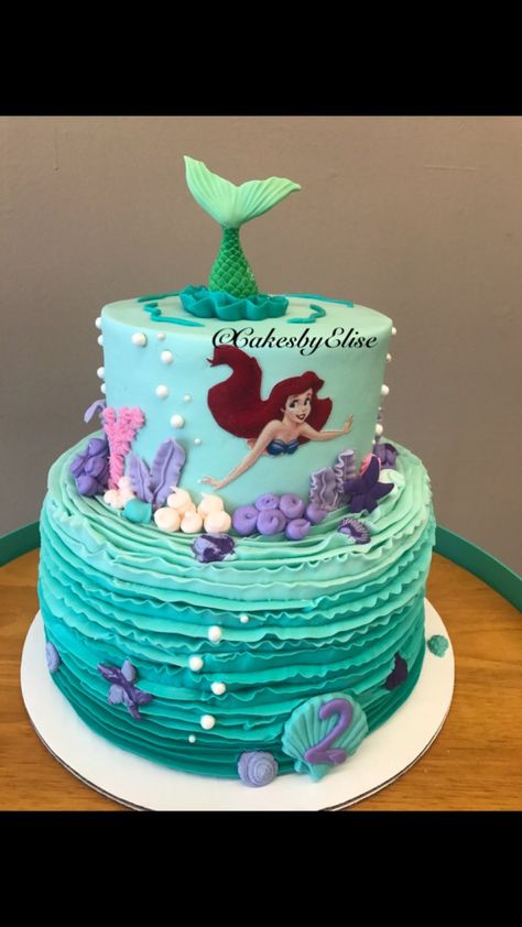 Sirenita Cake, Swimming Cake, Little Mermaid Birthday Cake, Little Mermaid Cake, Ariel Cake, Friends Birthday Cake, Ariel Birthday Party, Little Mermaid Cakes, 5th Birthday Cake